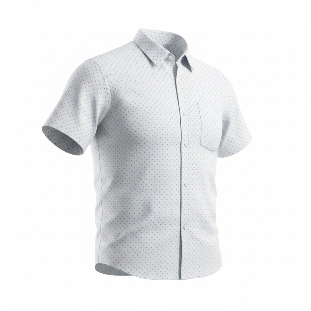 Perry Ellis Men's 2XLT White Geometric Micro Print‎ Stretch Short Sleeve Shirt